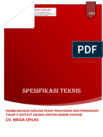 Spesifikasi Teknis Gedung Pusat Pelayanan Iakn Kupang