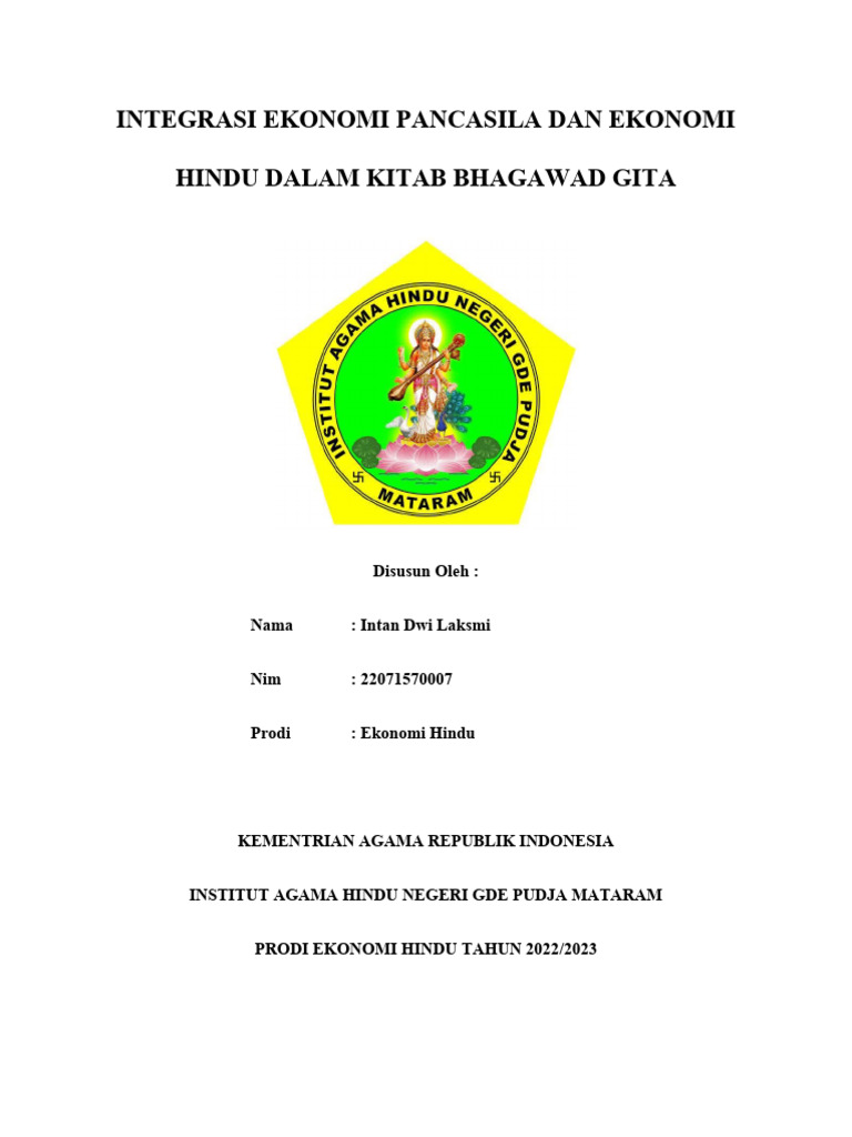 Integrasi Ekonomi Pancasila dan Hindu | PDF