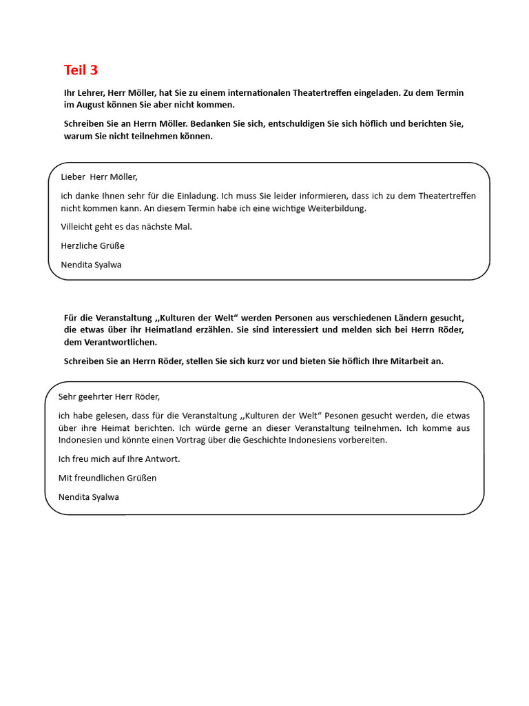 Schreiben Teil 3 B1 | PDF