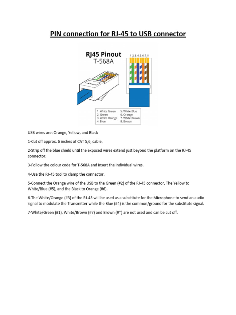 PIN Connection For RJ - 45 and USB | PDF