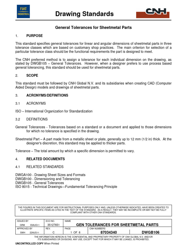 DWGB106 | PDF | Engineering Tolerance | Sheet Metal