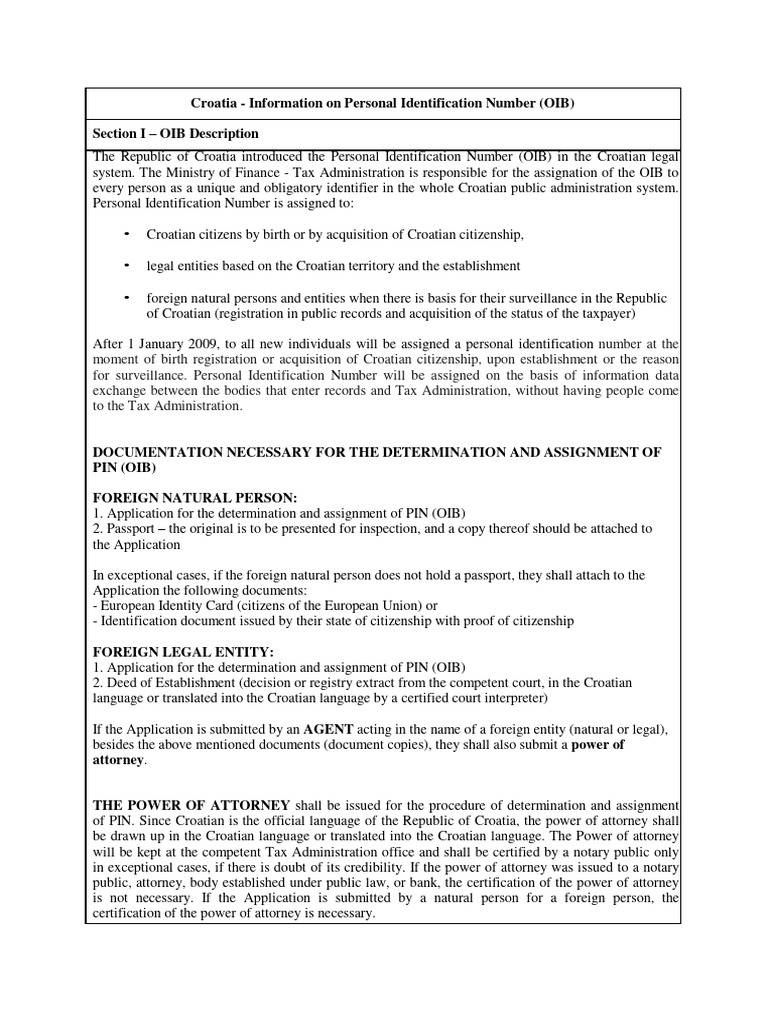 OIB: Personal Identification in Croatia | PDF | Identity Document ...