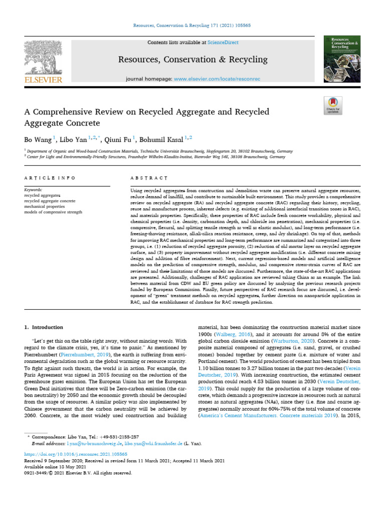 Review of Recycled Aggregate Concrete | PDF | Concrete | Construction ...