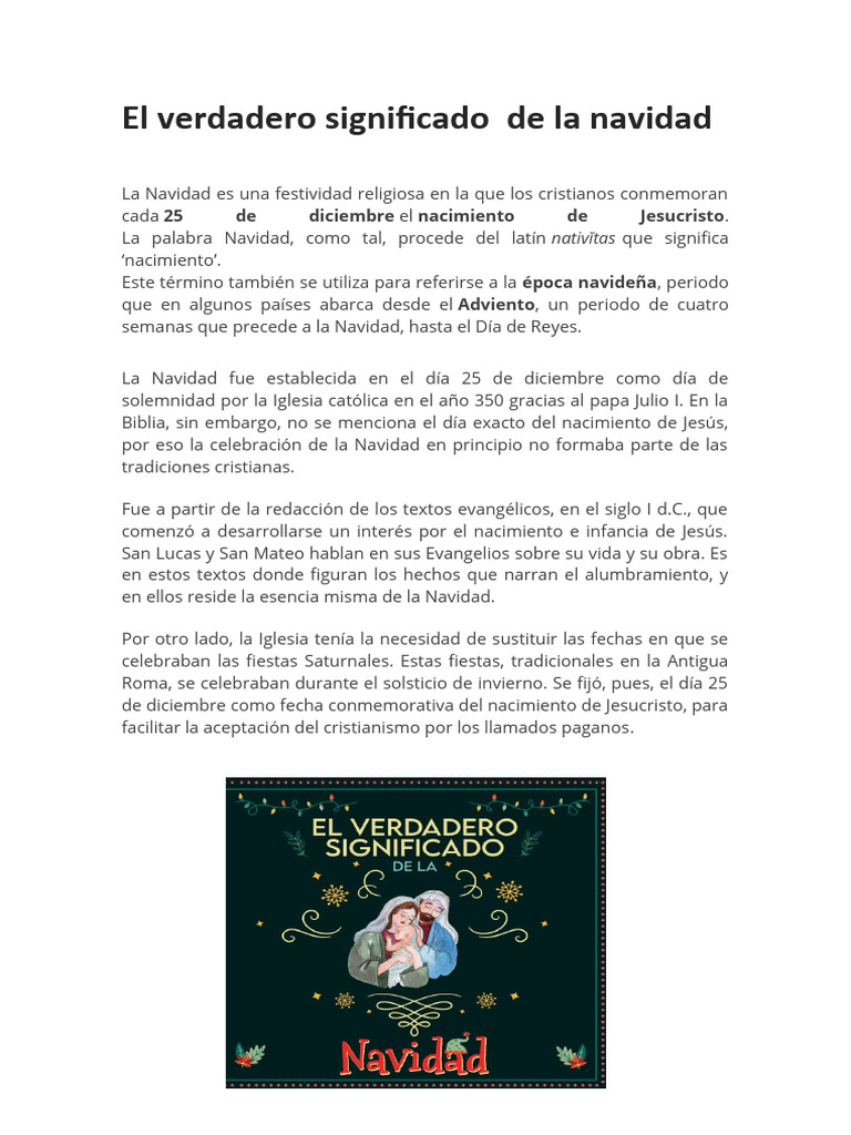Verdadero Significado De La Navidad El Verdadero Significado De La