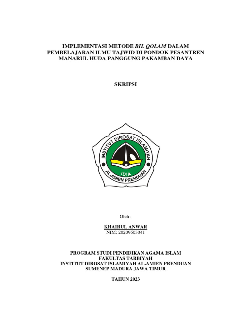 Halaman Awal Skripsi | PDF