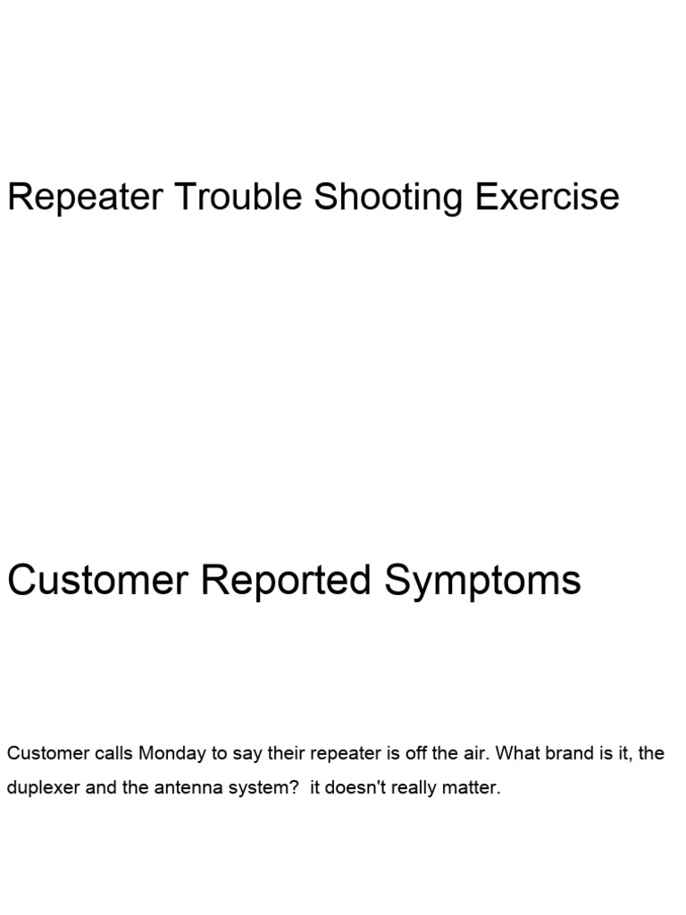 Repeater Trouble Shooting Exercise PDF Antenna (Radio) Vacuum Tube