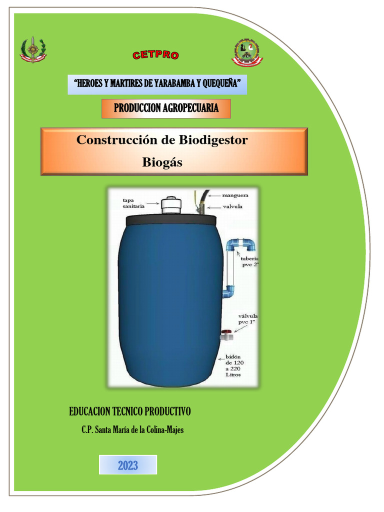 Construcción Biodigestor Casero Para Biogas Pdf Biogás Materiales