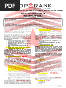Recalls Examination 14 Nursing Practice I
