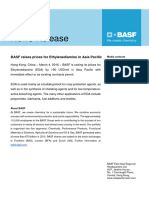 BASF Raises Prices For Ethylenediamine in Asia Pacific
