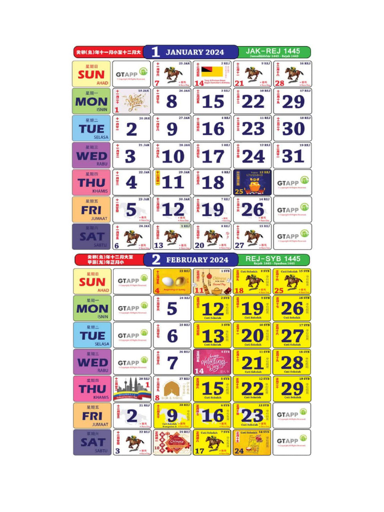 Kalendar Kuda Tahun 2024 PDF