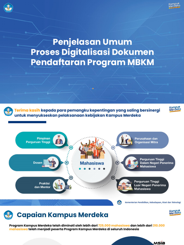Penjelasan Umum Proses Digitalisasi Dokumen Pendaftaran Program MBKM | PDF
