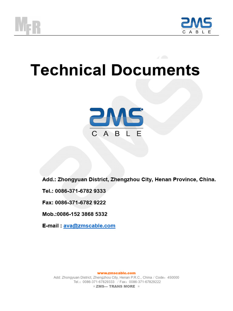 ZMS Cable Technical Specifications Guide | PDF | Electrical Conductor ...