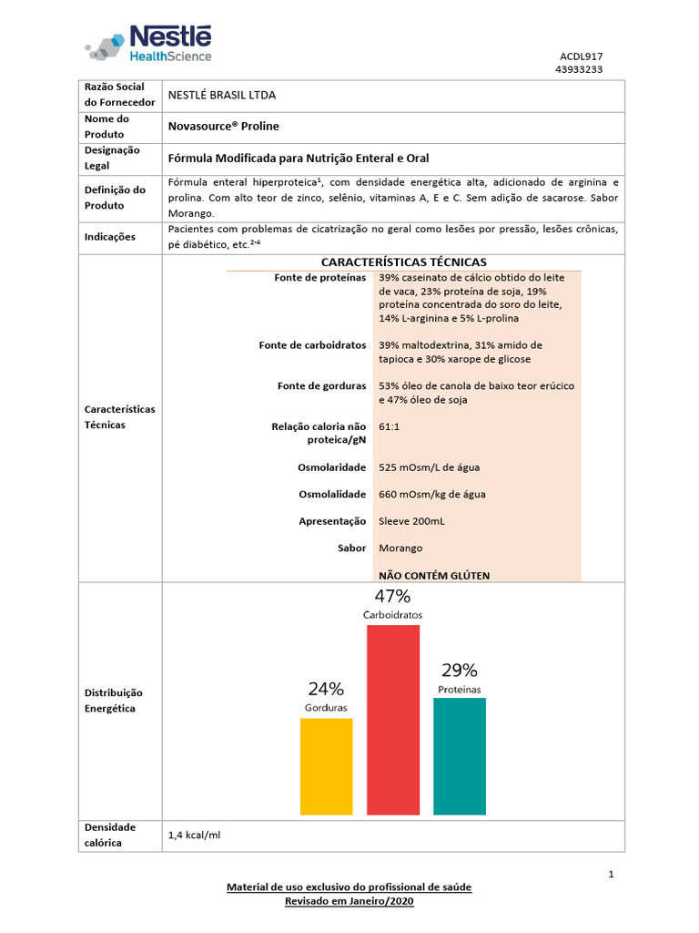 Novasource® Proline Fórmula Modificada para Nutrição Enteral e Oral ...