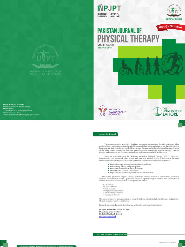 Pakistan Journal of Physical Therapy Overview | PDF | Clinical Trial ...