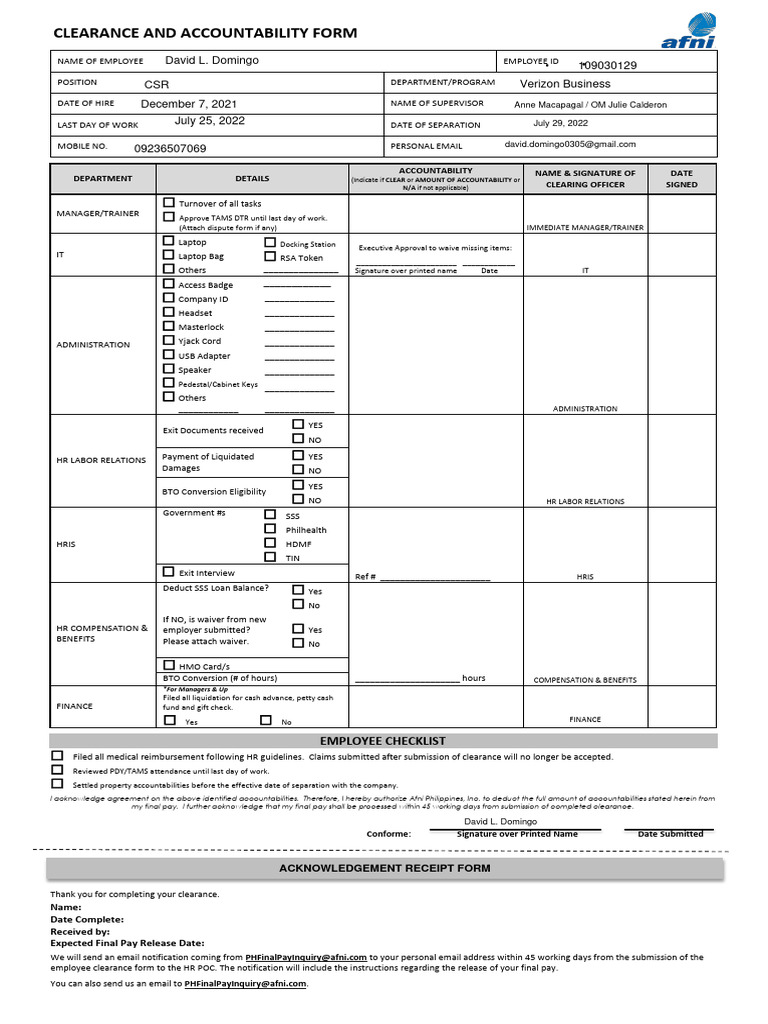 New Clearance Form | PDF | Business