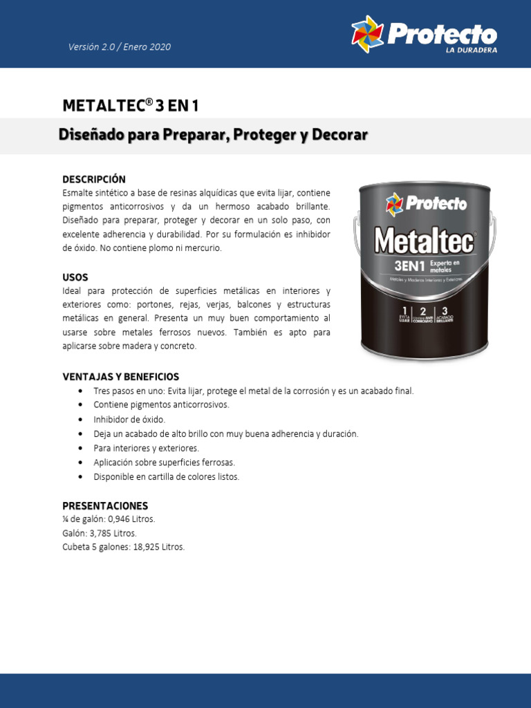 Tds Metaltec 3en1 - 0 | PDF | Materiales
