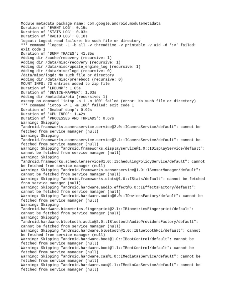 Android Module Metadata Log Analysis | PDF | Office Equipment ...