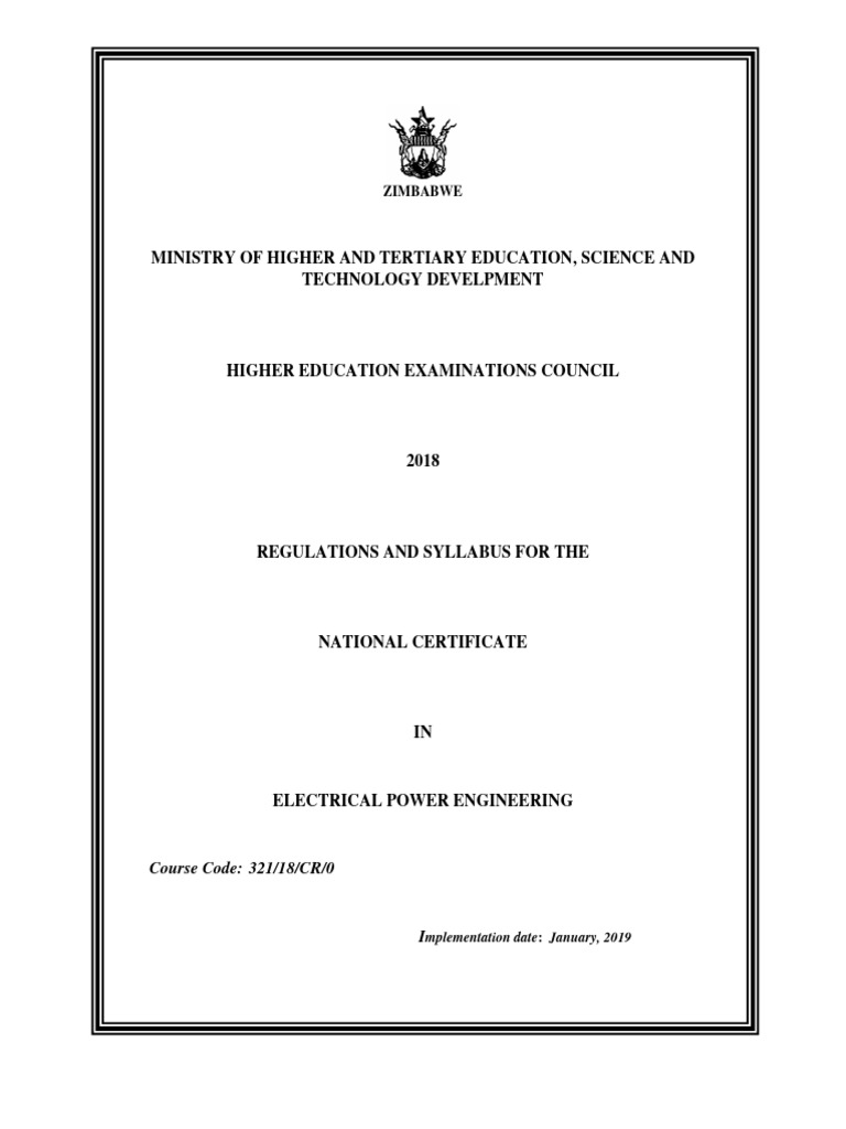 National Certificate in Electrical Power Engineering | PDF | Electric ...