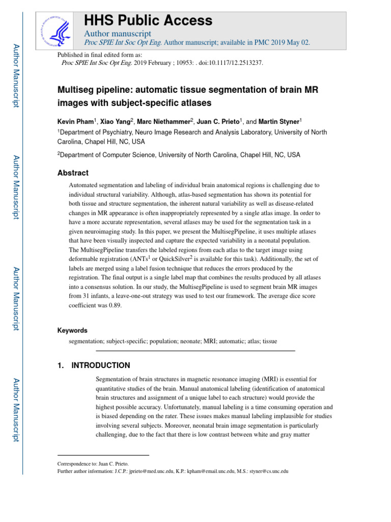 Multiseg Pipeline - Automatic Tissue Segmentation of Brain MR Images ...