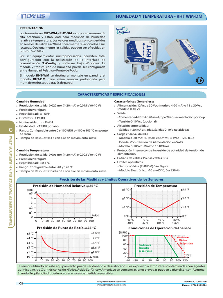Folleto RHT WM y RHT DM - NOVUS | PDF | Ingenieria Eléctrica | Metrología