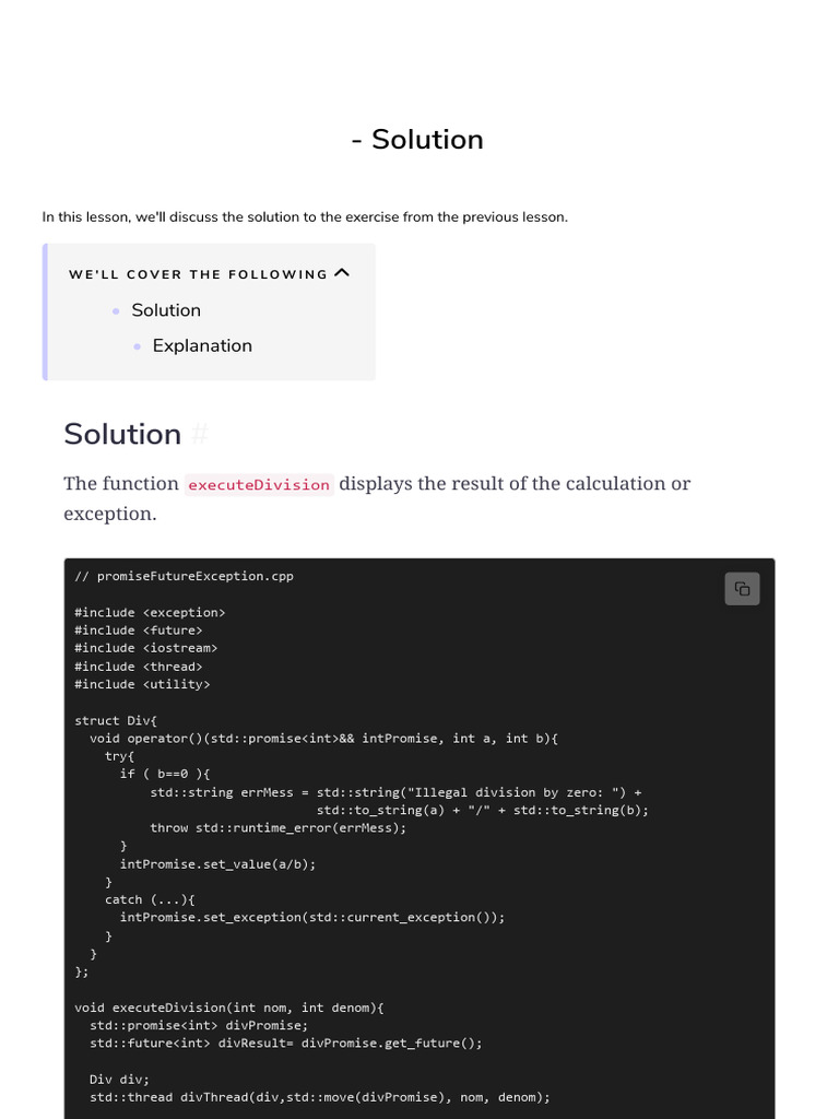 C++ Division Exception Handling Solution | PDF | Computers | Technology ...