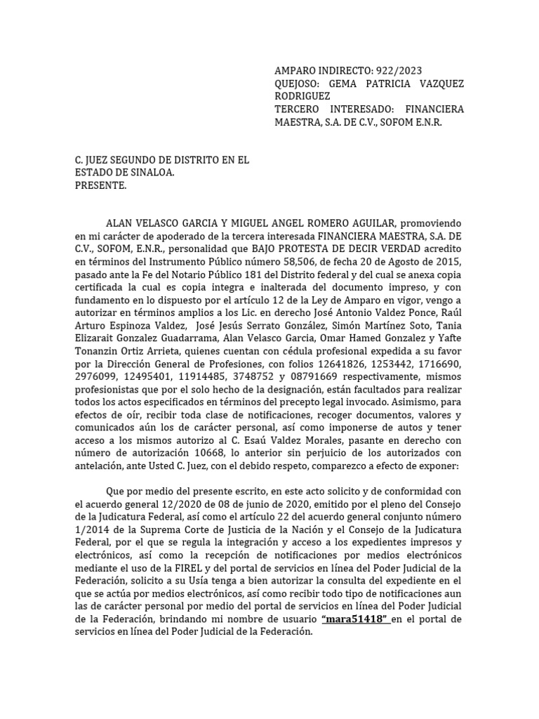Recurso de Revisión en Amparo 922/2023 | PDF | Caso de ley | Judicaturas