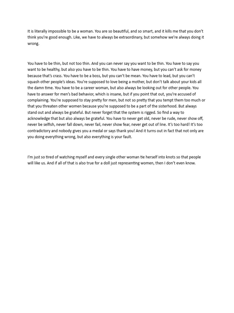 Gloria's Speech in Barbie | PDF