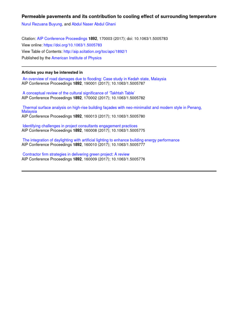 1 Permeable Pavements And Its Contribution To Cooling Effect Of