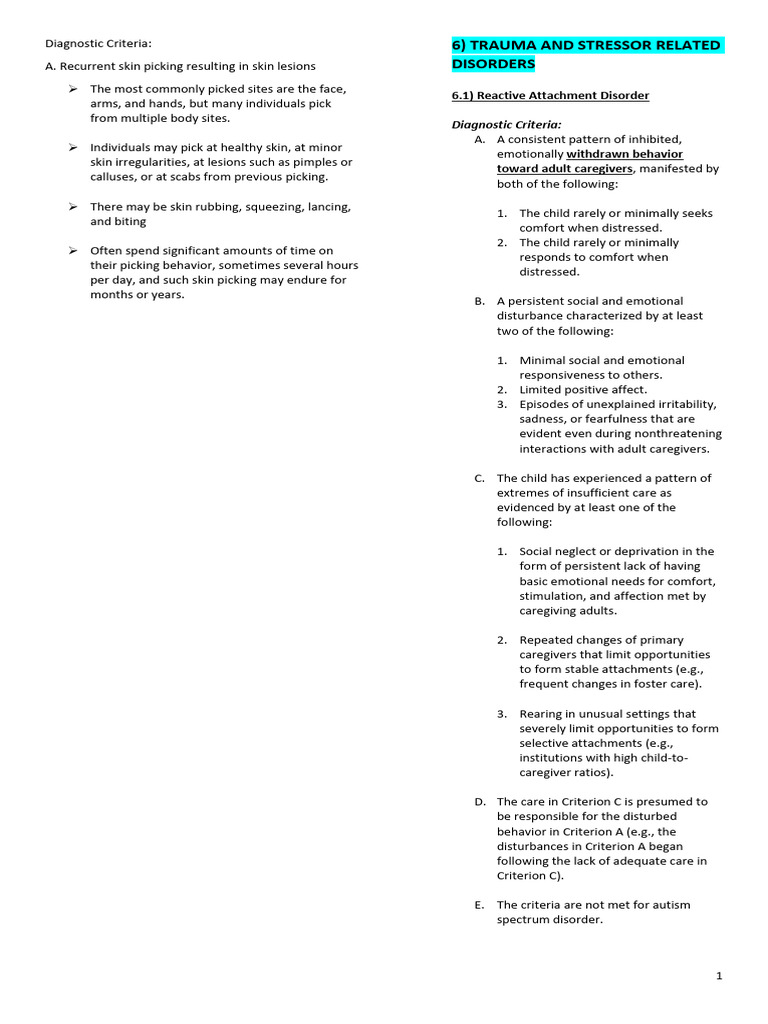 F43.9 Trauma And Stressor Related Disorder