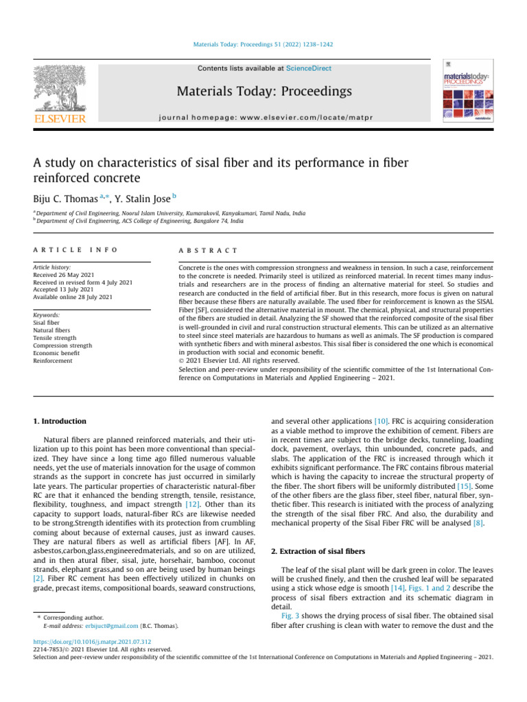 Sisal Fiber in Reinforced Concrete Analysis | PDF | Fibers | Concrete
