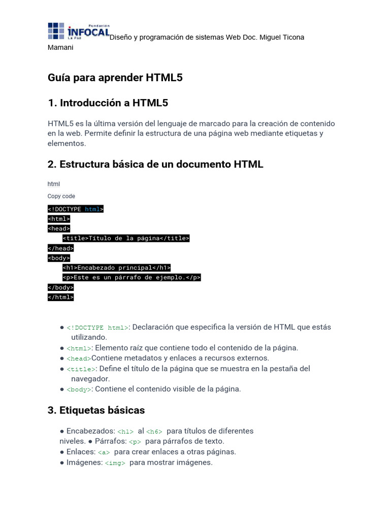 Guía para Aprender HTML5 | PDF | HTML | Internet