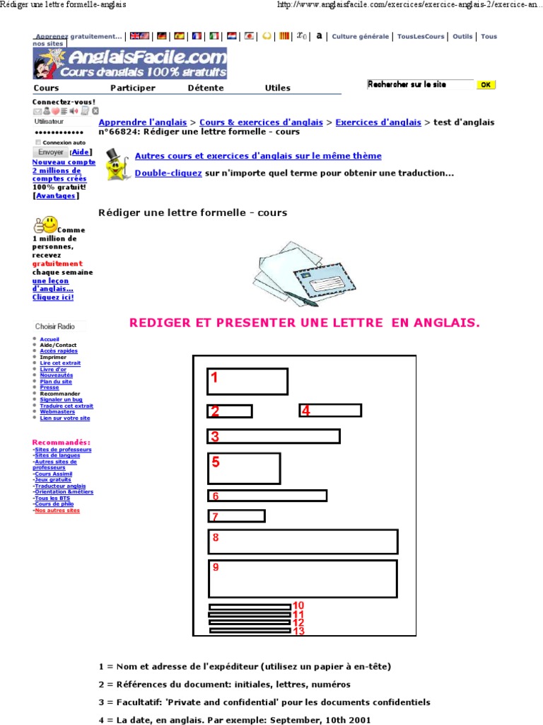 Rédiger une lettre formelleanglais  Langue anglaise  Nombre grammatical