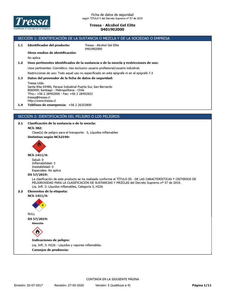 hoja-de-seguridad-gel-desinfectante-elite-pdf-etanol-materiales