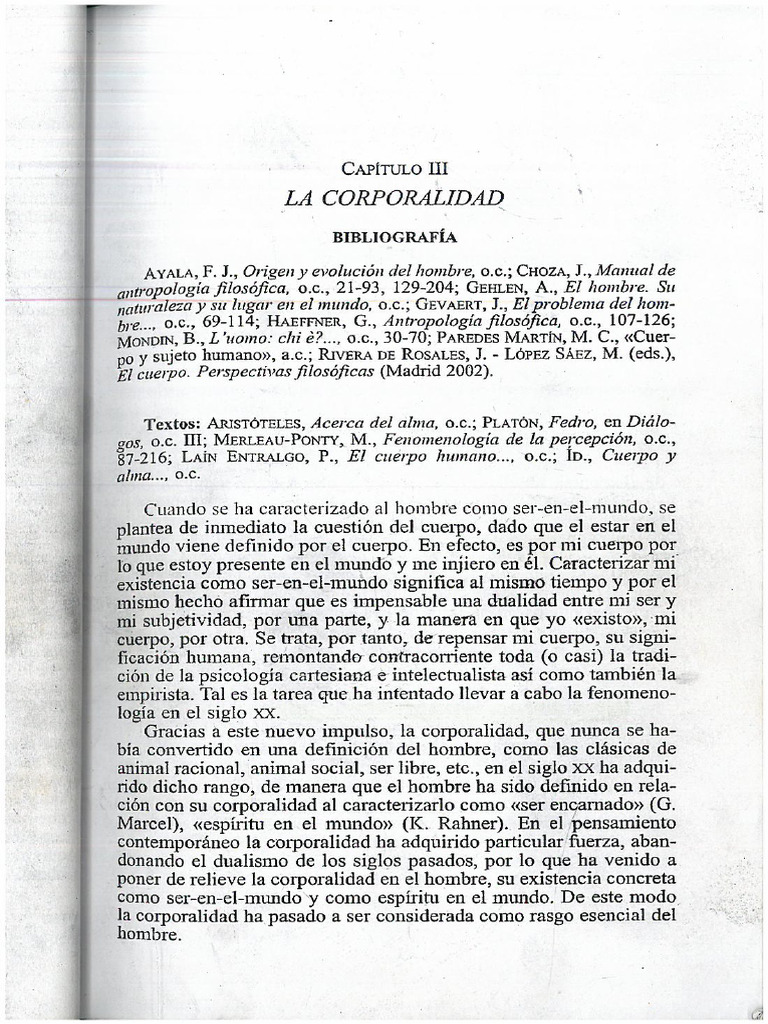 Capitulo 3 La Corporalidad | PDF