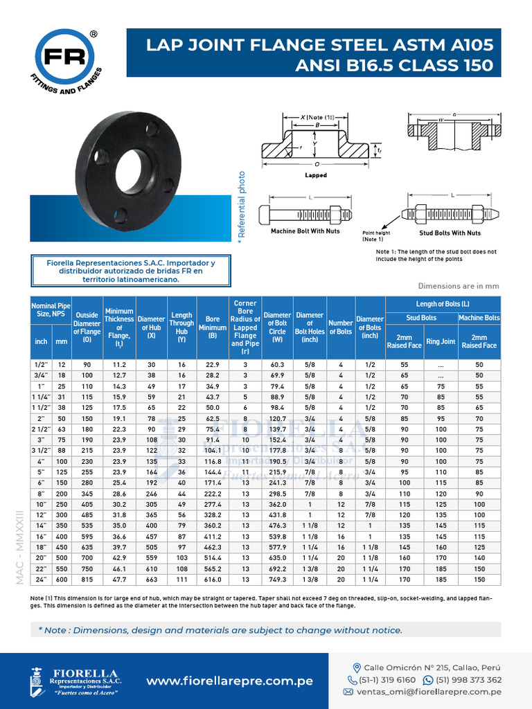 Brida 150 LB | PDF | Screw | Mechanical Engineering