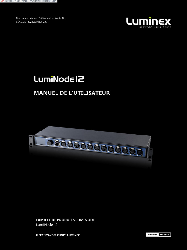 Manuel d'utilisation LumiNode 12 | PDF | Adresse IP | Informatique