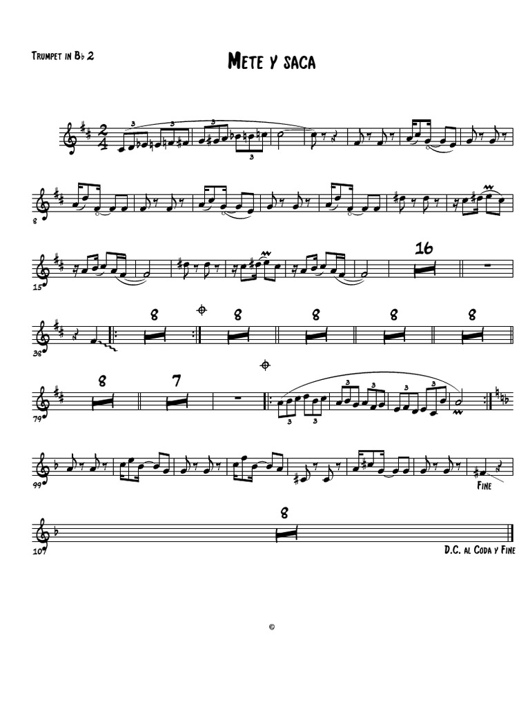 Mete y Saca - Trumpet in BB 2 | PDF