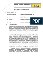 Plan de Trabajo de Psicologia en La Municipalidad de Huariaca
