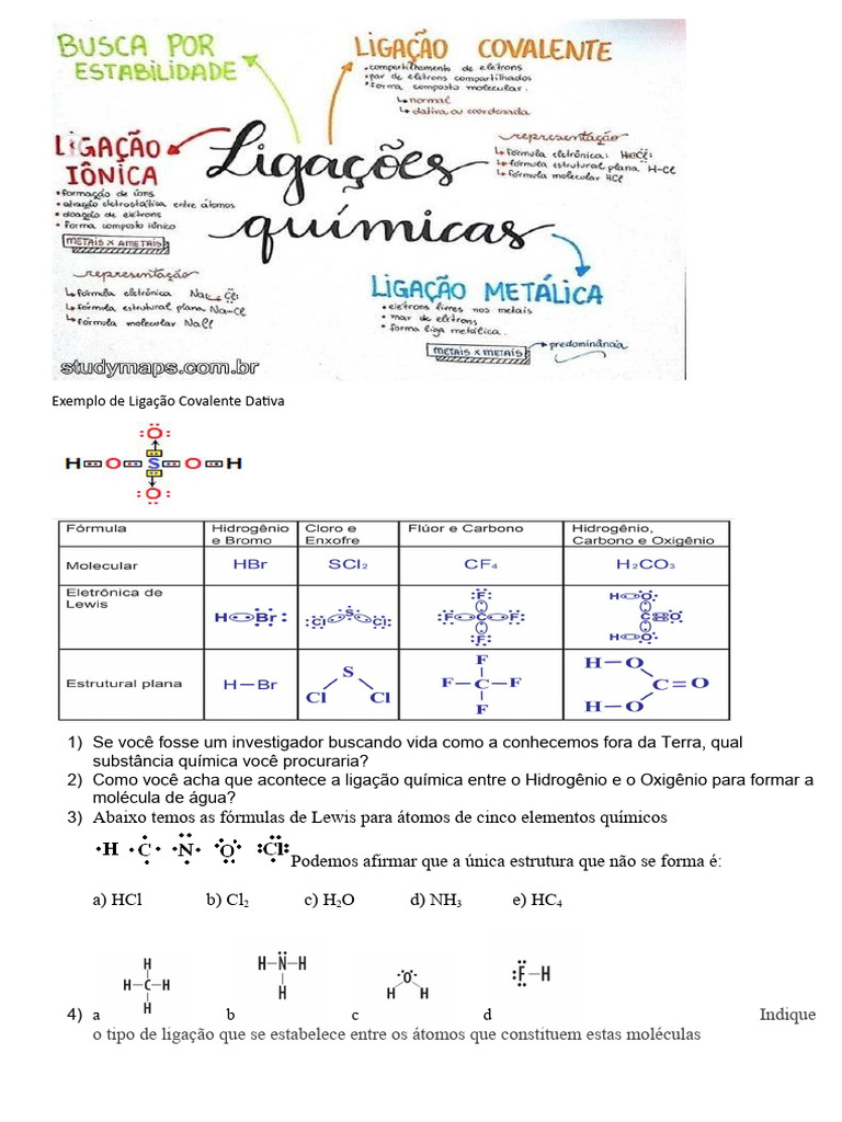 Exercícios Ligação Química | PDF