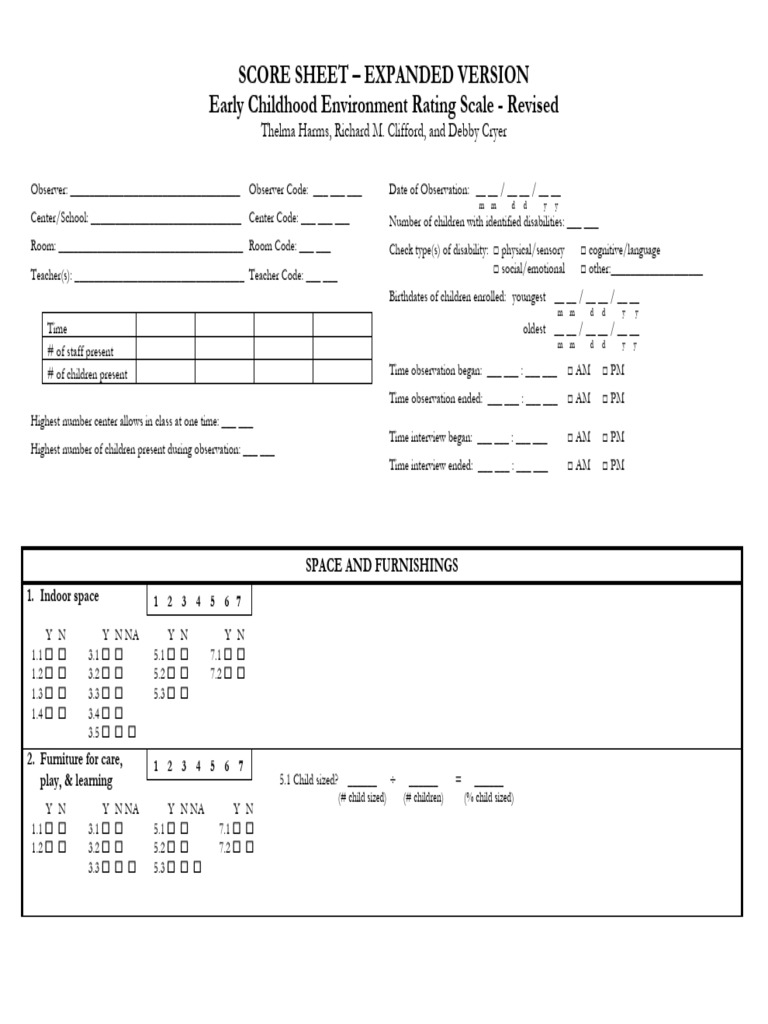 Ecers Materials Checklist 2023