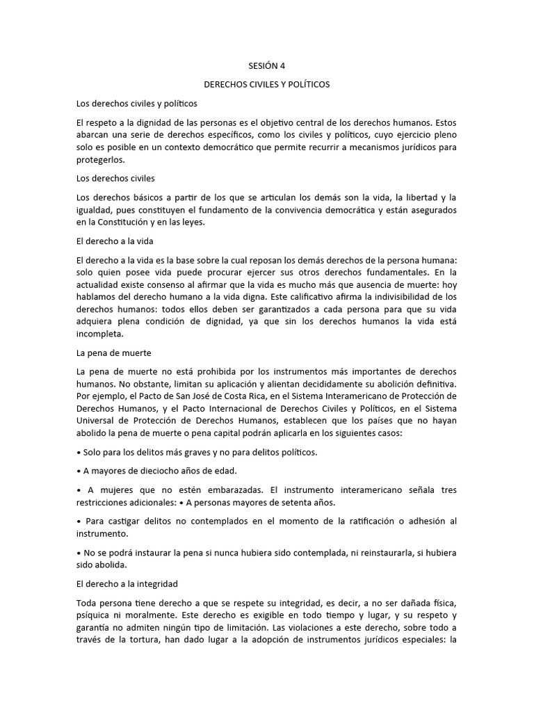 SESIÓN 4 DERECHOS CIVILES Y POLÍTICOS | PDF | Derechos humanos | Democracia