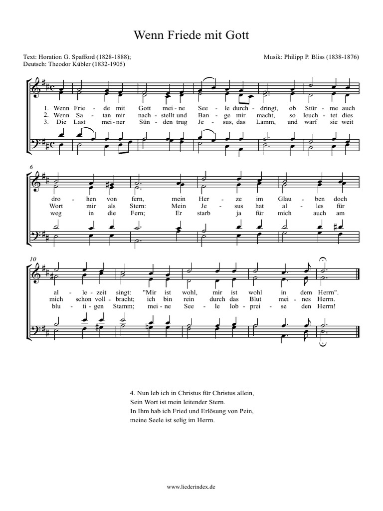 Wenn Friede Mit Gott Meine Seele Durchdringt Notensatz | PDF