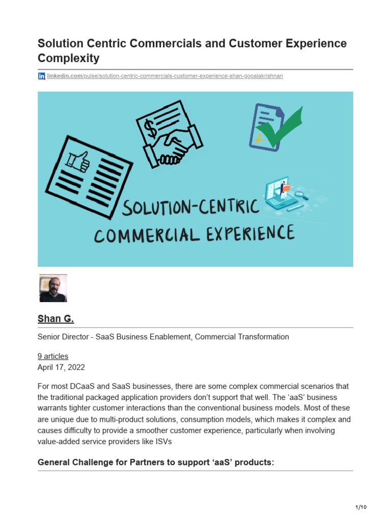 Solution centric commercials and customer experience complexity pdf