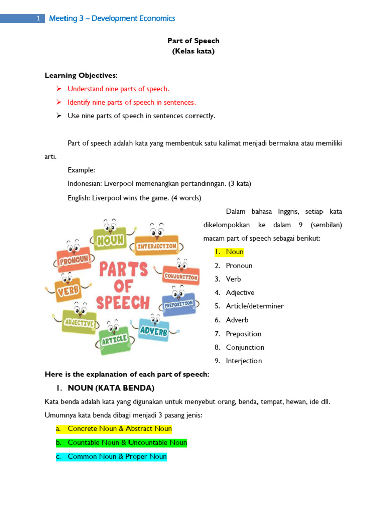 M3. Part of Speech (Noun) Ep A | PDF