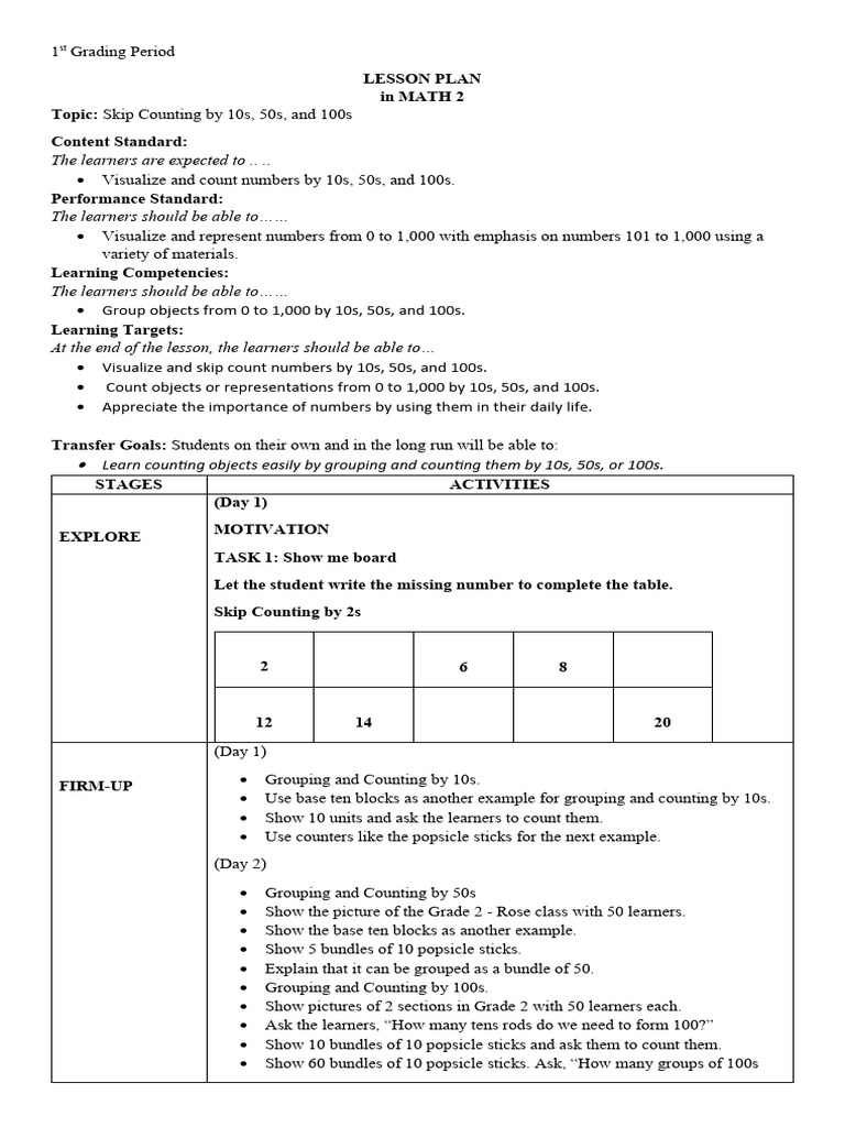 Skip Counting By 10s 50s And 100s Pdf Cognition Behaviorism