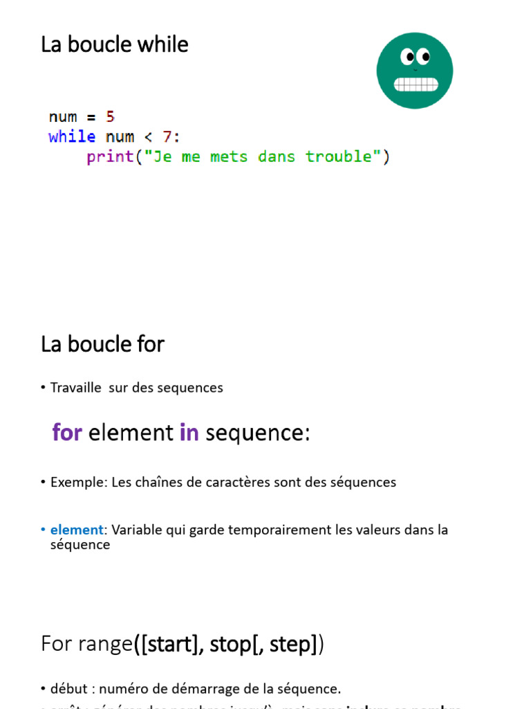Boucles for et while en Python | PDF