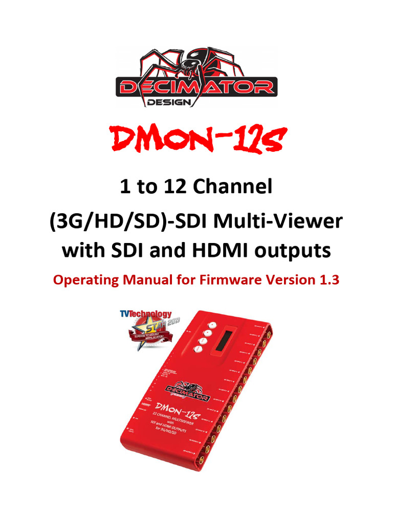 Decimator DMON-12S HARDWARE MANUAL FV1.3 | PDF | Hdmi | Menu (Computing)