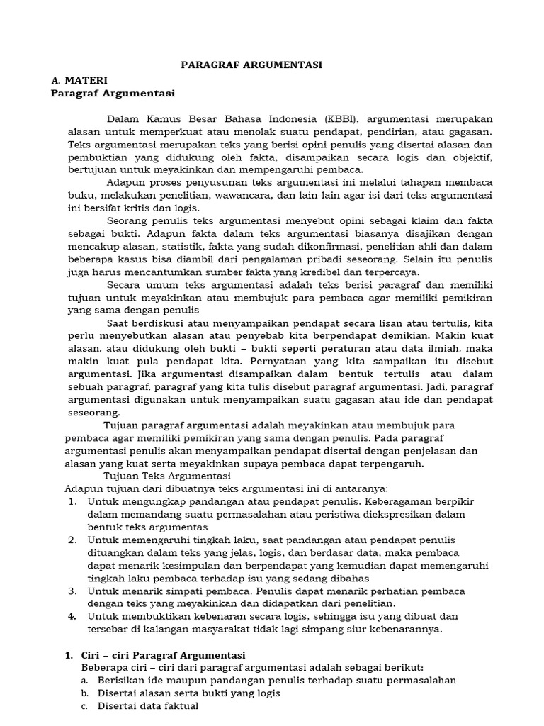 Contoh Teks Argumentasi Lengkap