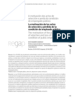 A Motivación Dos Actos de Selección e Perda Da Condición de Empregado Público