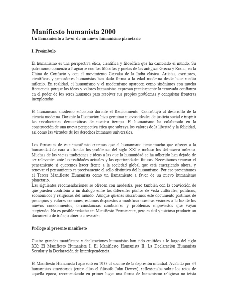 Manifiesto Humanista 2000 PDF